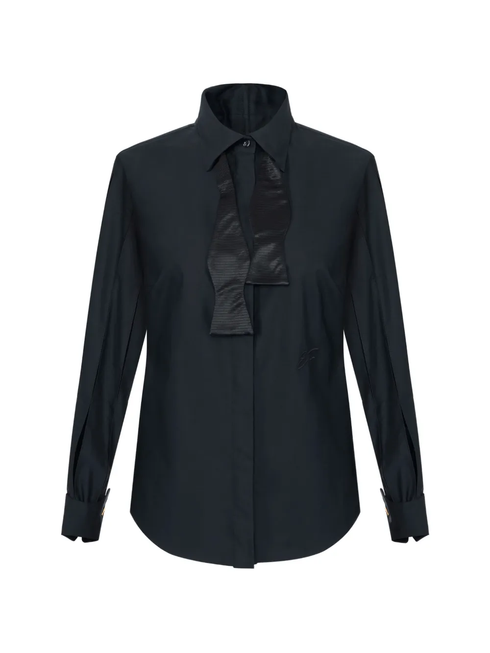 Elisabetta Franchi cotton shirt with bow tie - Schwarz