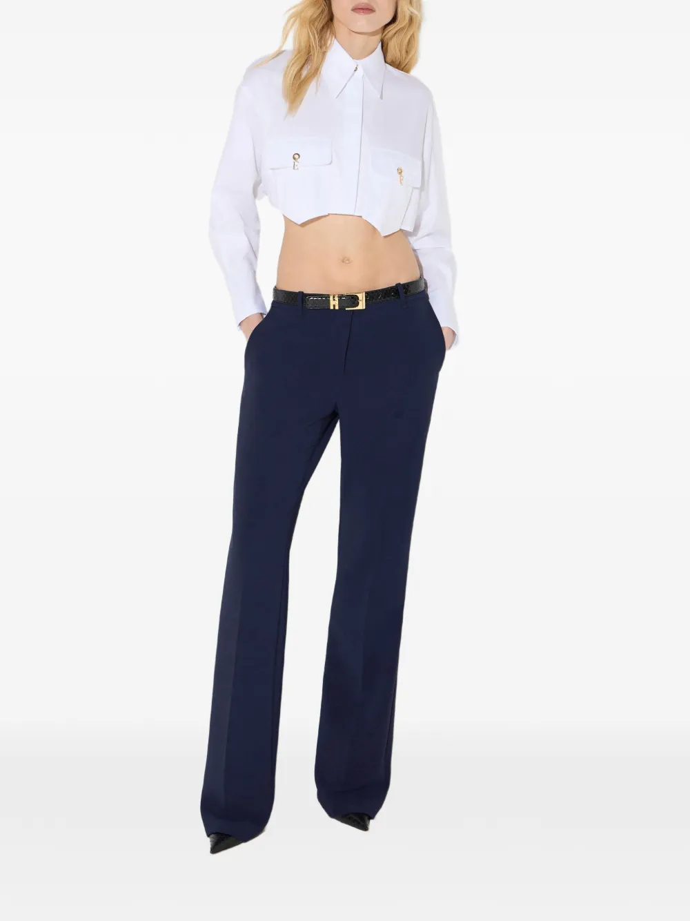 Elisabetta Franchi Lichtgewicht crêpe stoffen broek Blauw
