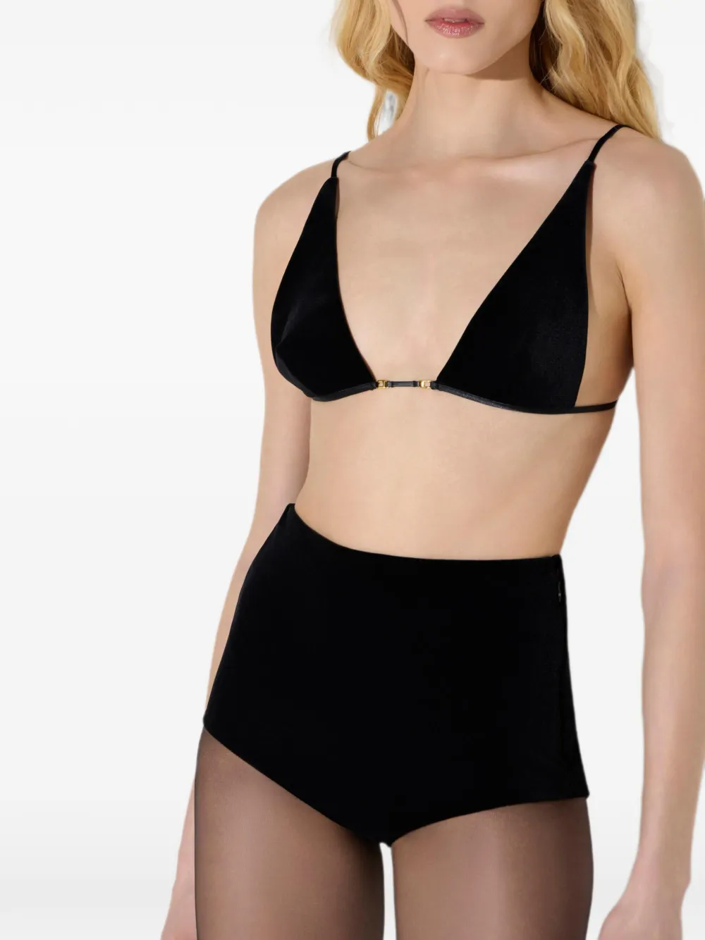 Elisabetta Franchi Bh en shorts van vloeiende fluwelen stof Zwart