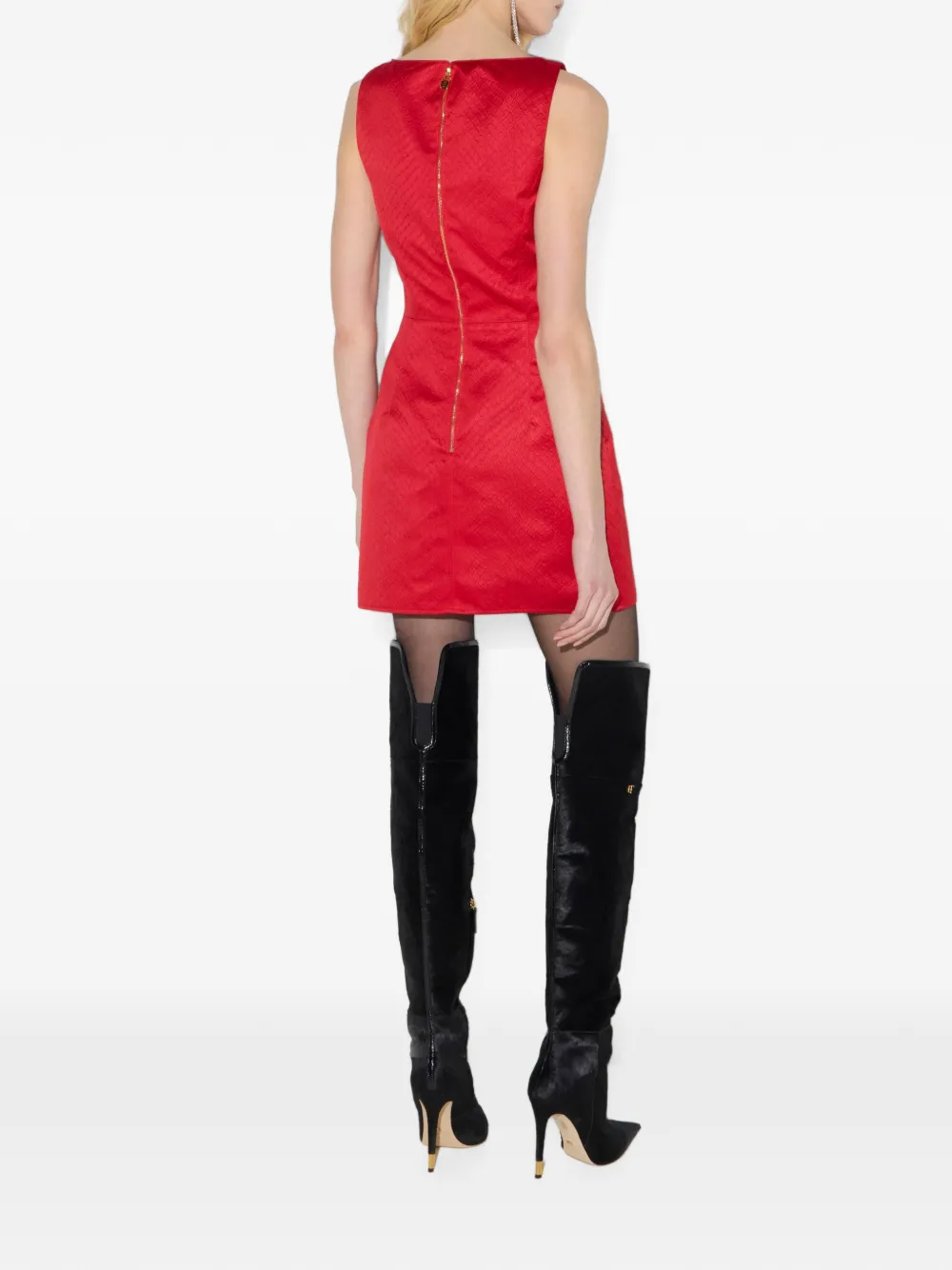 Elisabetta Franchi Taffeta mini-jurk met vissen-patroon Rood