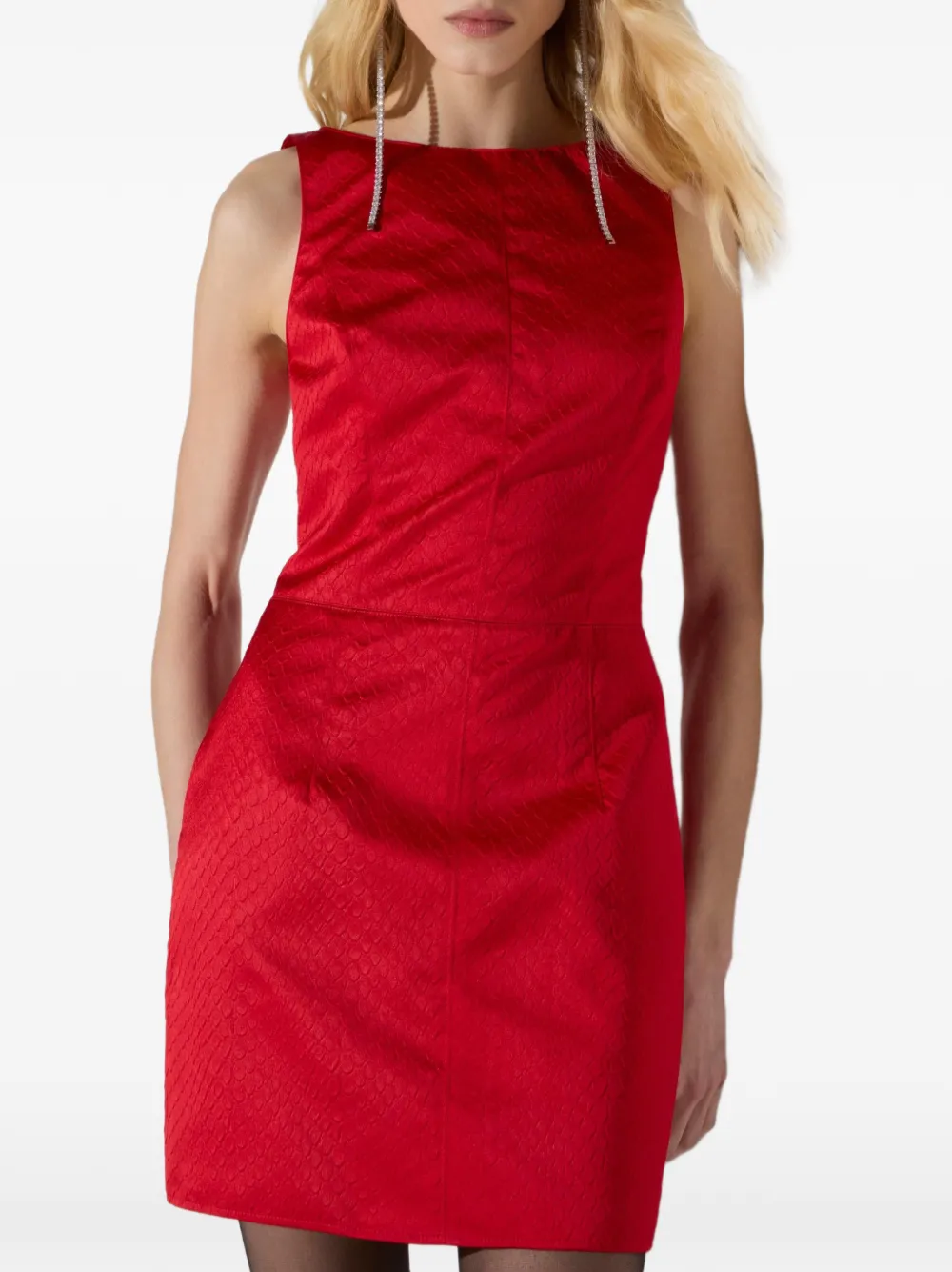 Elisabetta Franchi Taffeta mini-jurk met vissen-patroon Rood
