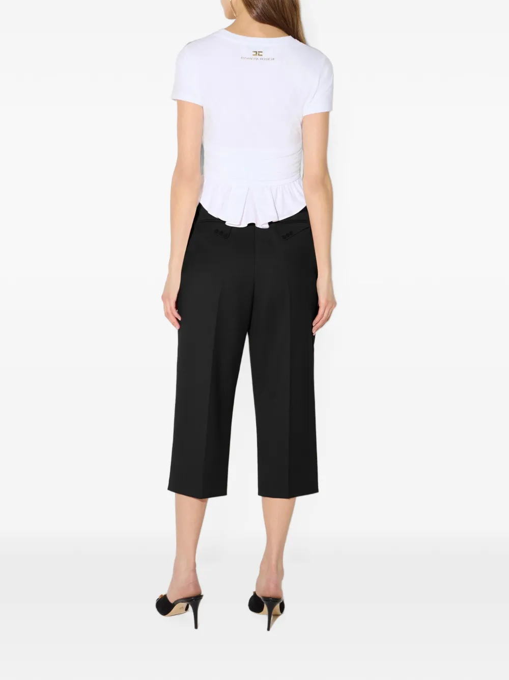 Elisabetta Franchi Plooibroek met knoopdetail Zwart