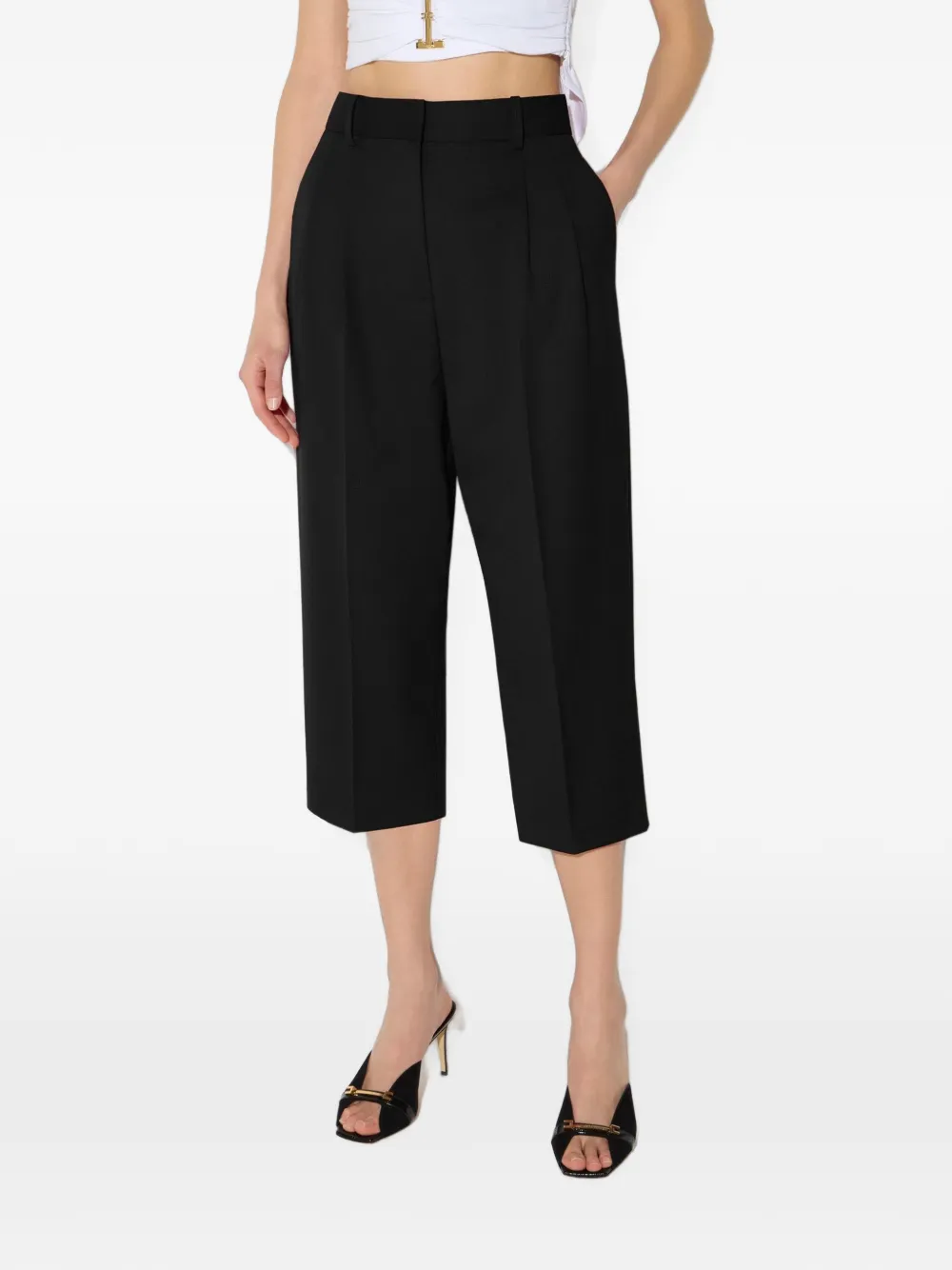 Elisabetta Franchi Plooibroek met knoopdetail Zwart