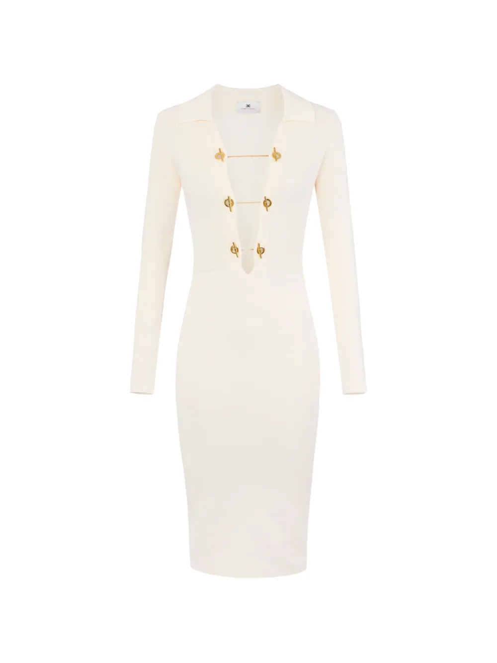 Elisabetta Franchi knit dress with jewel chains - Neutrals