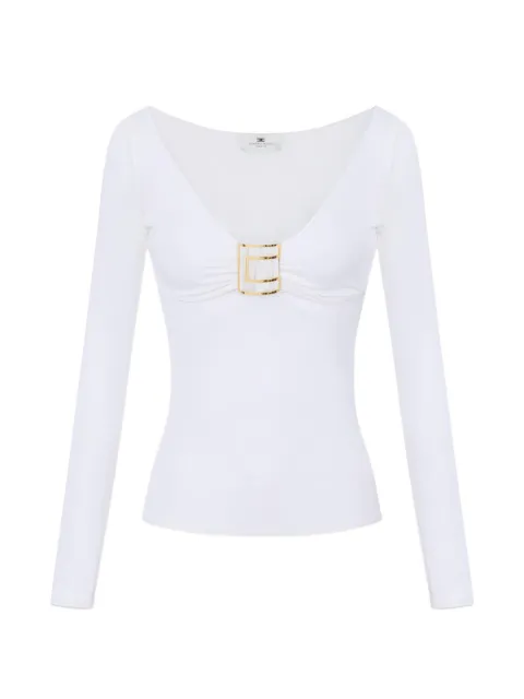 Elisabetta Franchi top in jersey fabric with jewel logo detail