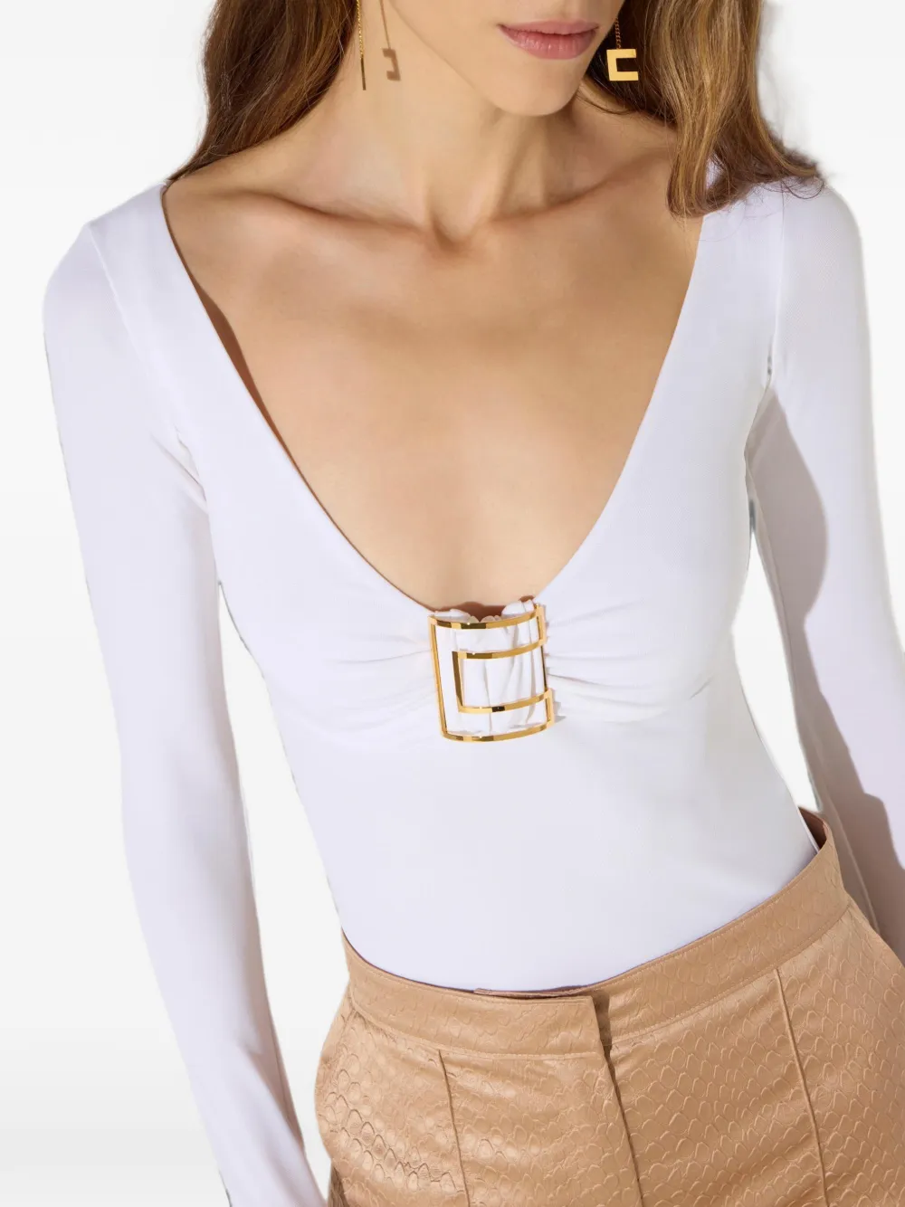 Elisabetta Franchi Jersey top met logo-detail Wit