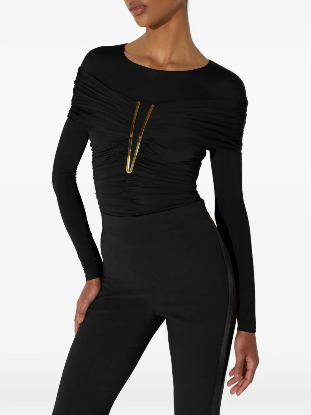 Elisabetta Franchi Lichtgewicht crêpe jersey body Zwart