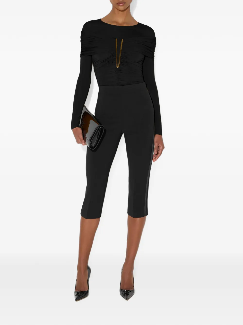 Elisabetta Franchi Lichtgewicht crêpe jersey body Zwart