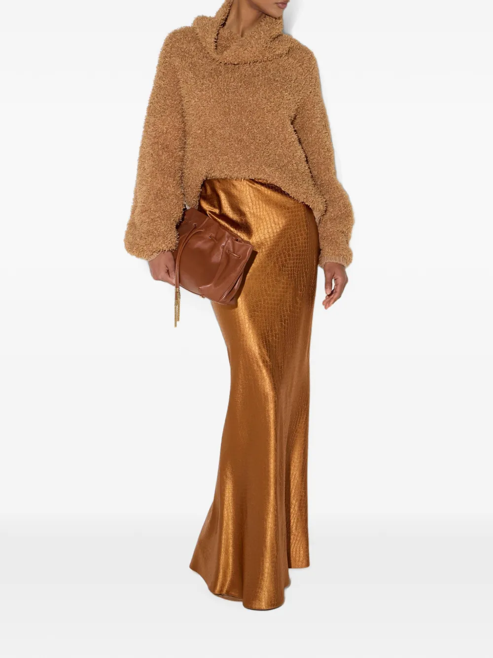 Elisabetta Franchi Trui van fleece stof Bruin