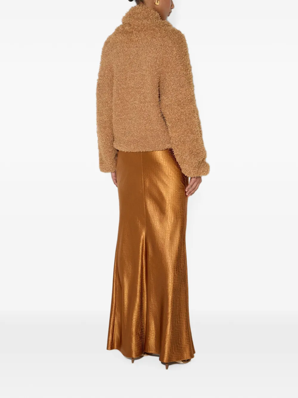 Elisabetta Franchi Trui van fleece stof Bruin