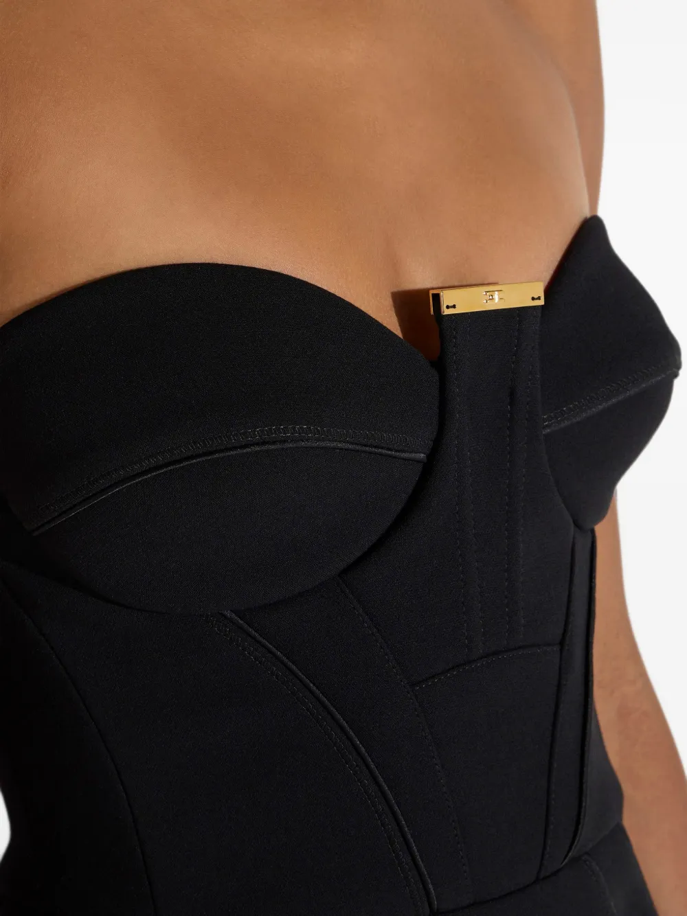 Elisabetta Franchi Bustier mini-jurk van crêpe stof Zwart