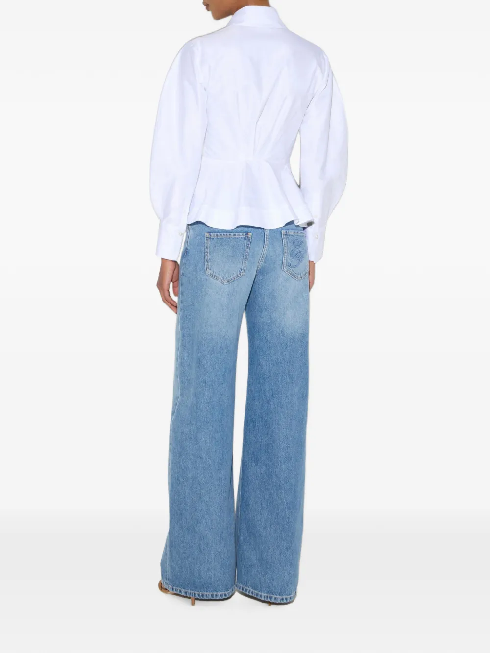 Elisabetta Franchi Popeline blouse met ruches Wit