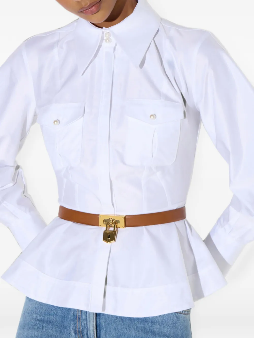Elisabetta Franchi Popeline blouse met ruches Wit