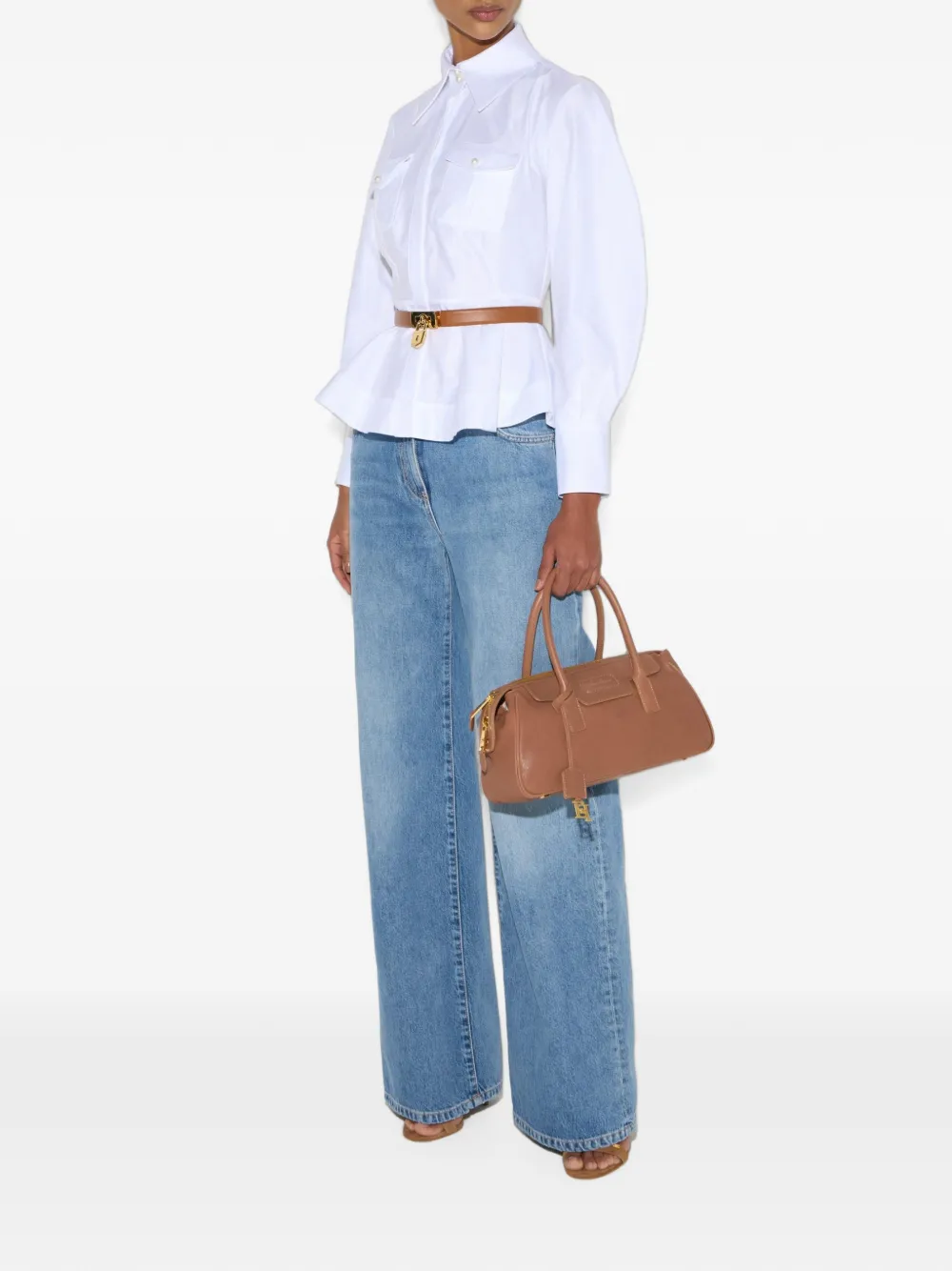 Elisabetta Franchi Popeline blouse met ruches Wit