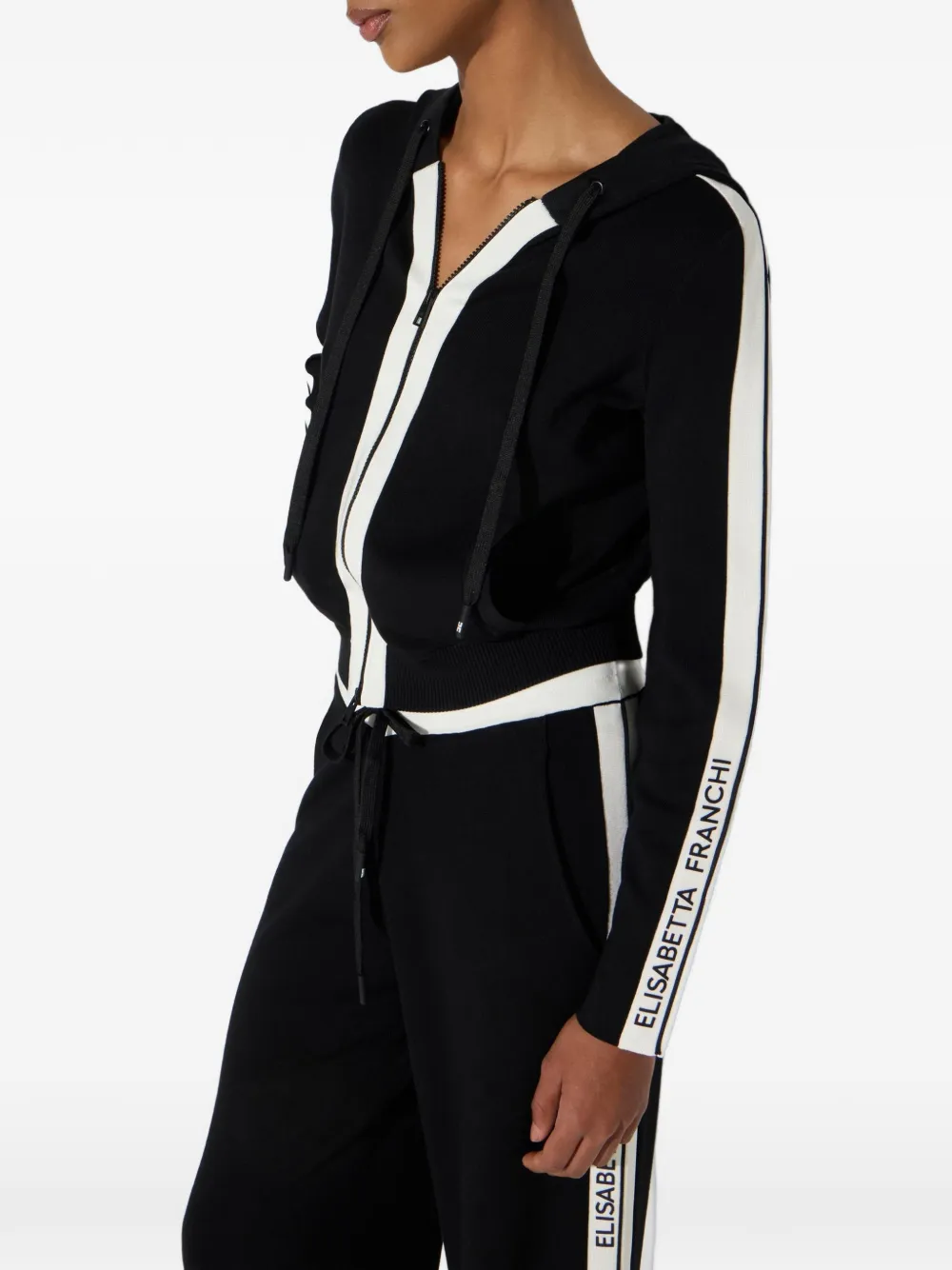 Elisabetta Franchi Tweekleurige gebreide sweater met logo Zwart