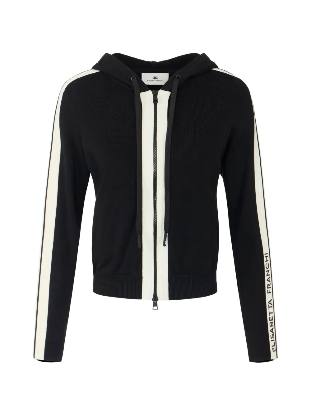 Elisabetta Franchi two-colour knit sweatshirt with logo - Schwarz