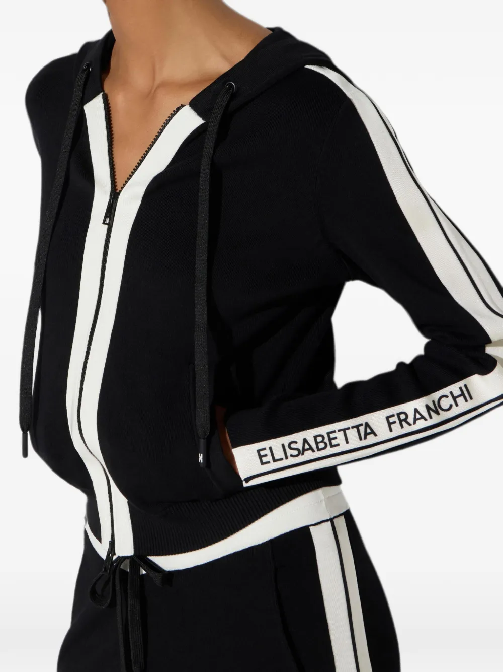 Elisabetta Franchi Tweekleurige gebreide sweater met logo Zwart