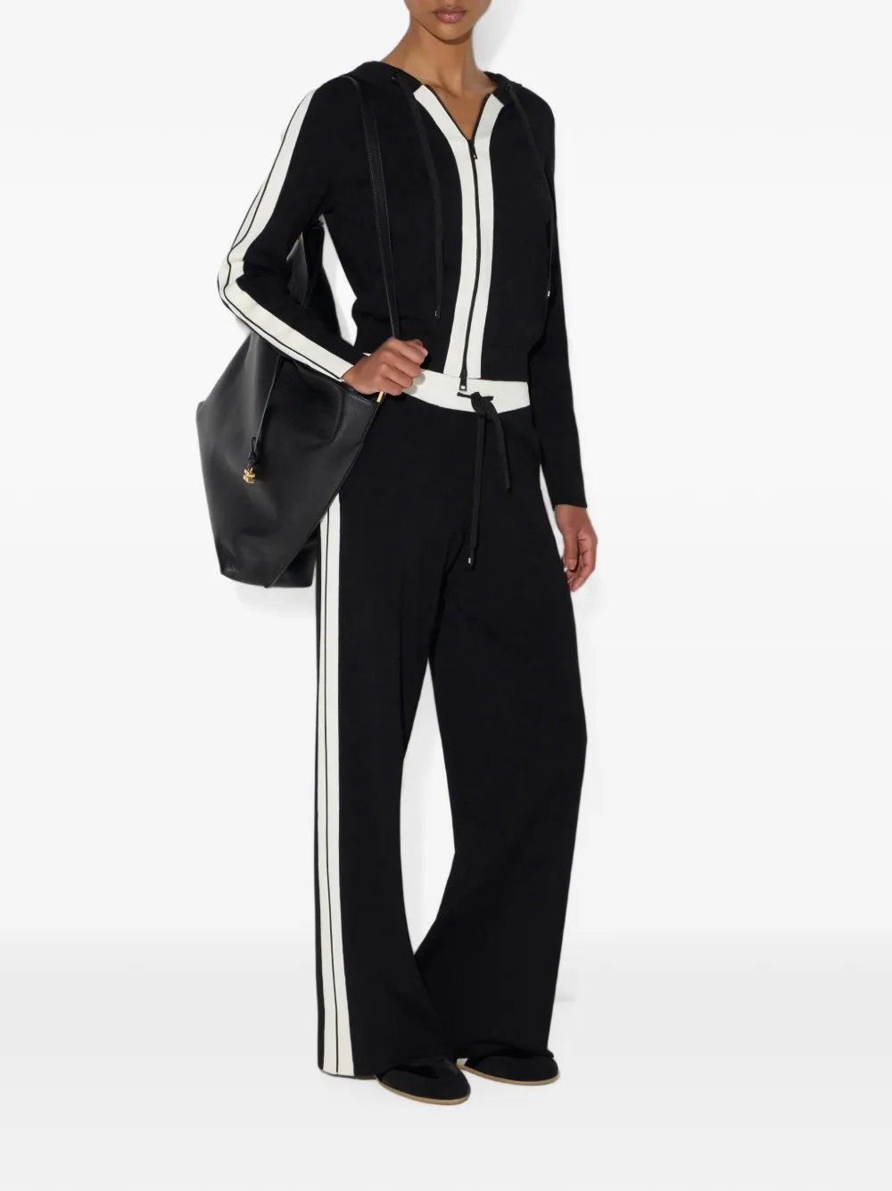 Elisabetta Franchi Tweekleurige gebreide sweater met logo Zwart