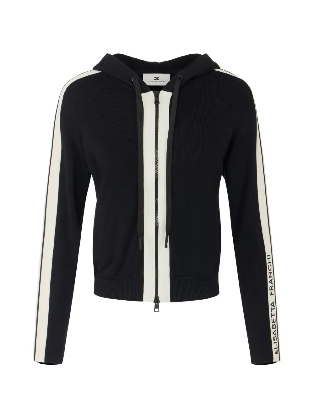 Elisabetta Franchi two-colour knit sweatshirt with logo - Schwarz