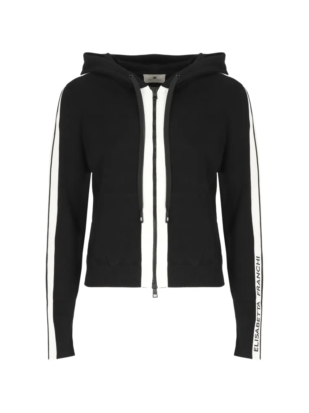 Elisabetta Franchi Tweekleurige gebreide sweater met logo Zwart