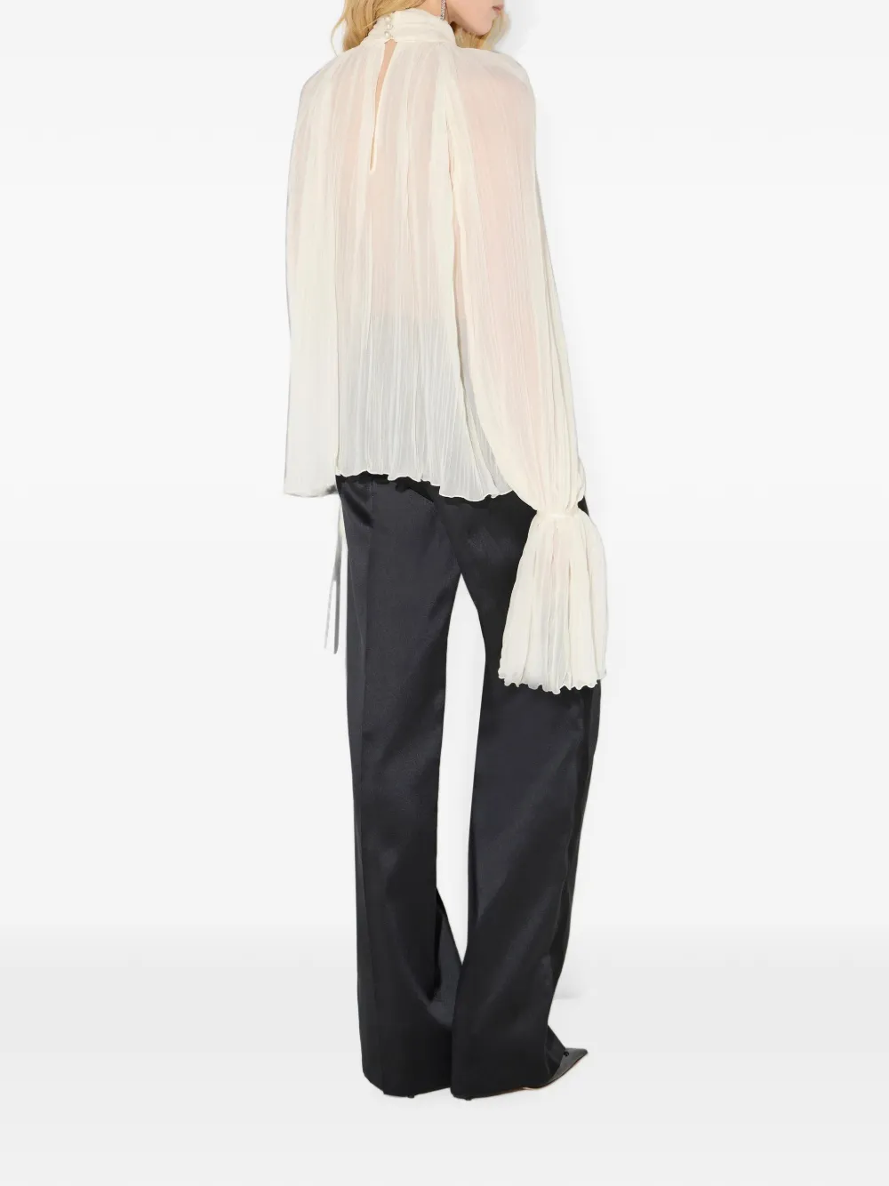 Elisabetta Franchi Blouse van crepon stof Beige