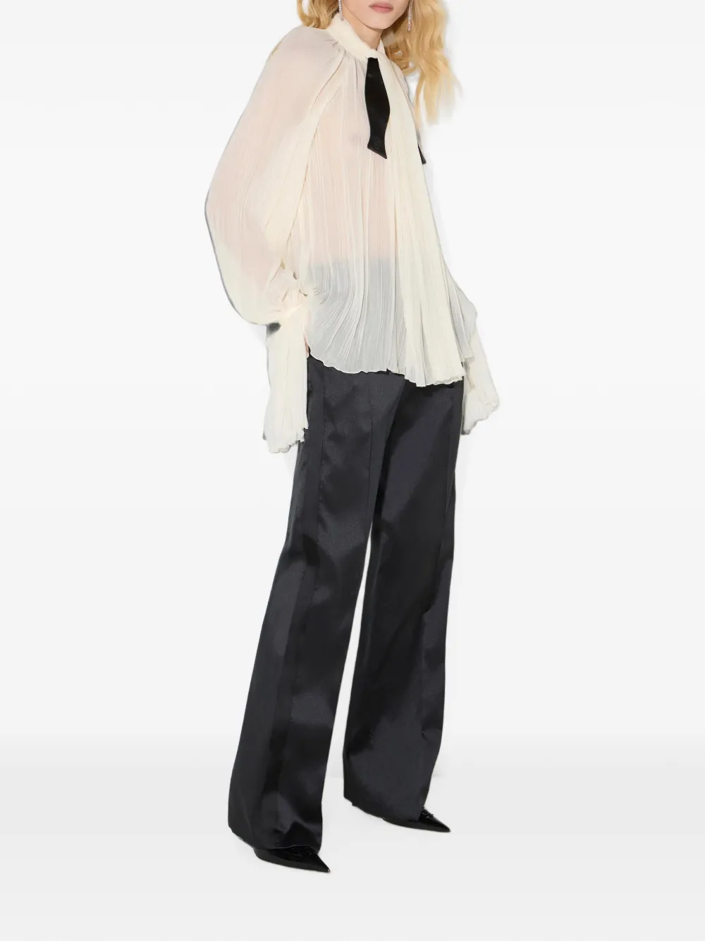 Elisabetta Franchi Blouse van crepon stof Beige