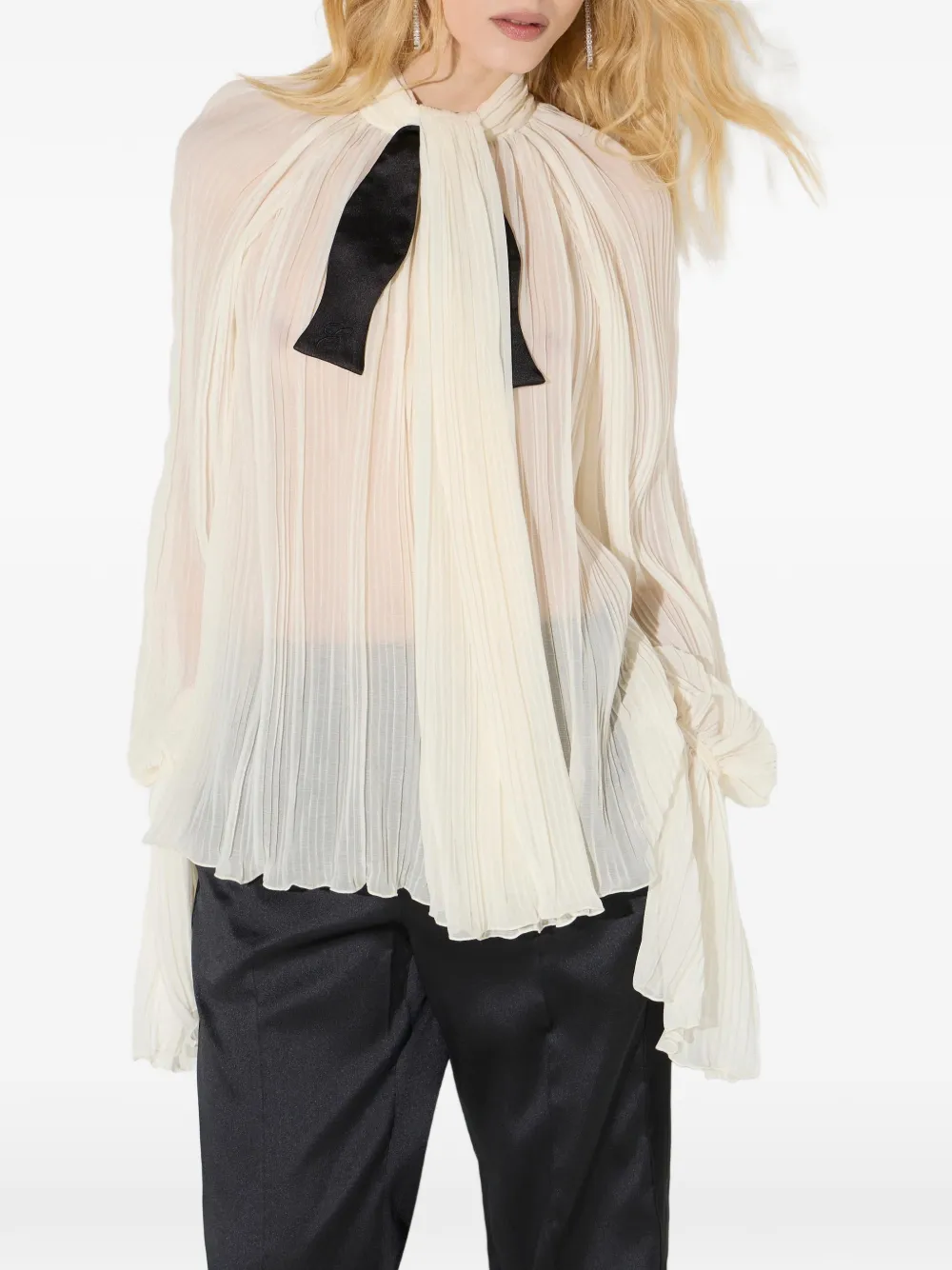 Elisabetta Franchi Blouse van crepon stof Beige