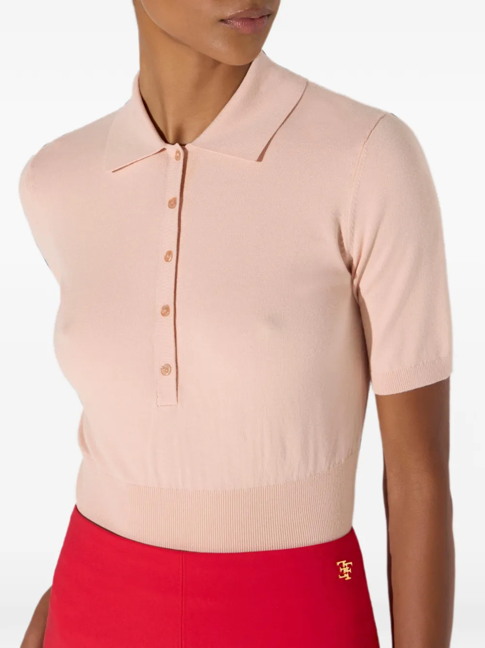 Elisabetta Franchi Gebreid poloshirt Beige