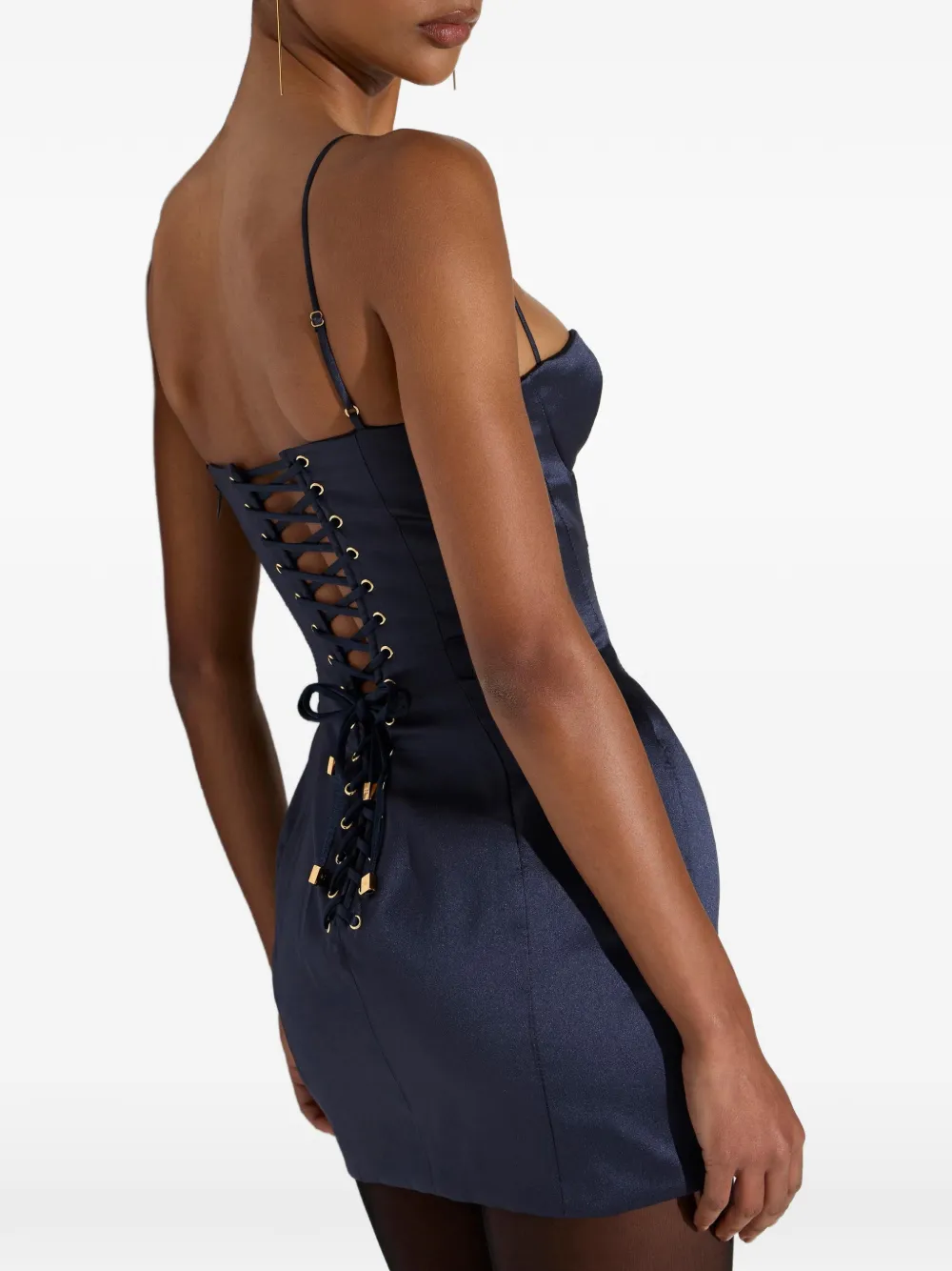 Elisabetta Franchi Mini-jurk van gazar-stof Blauw