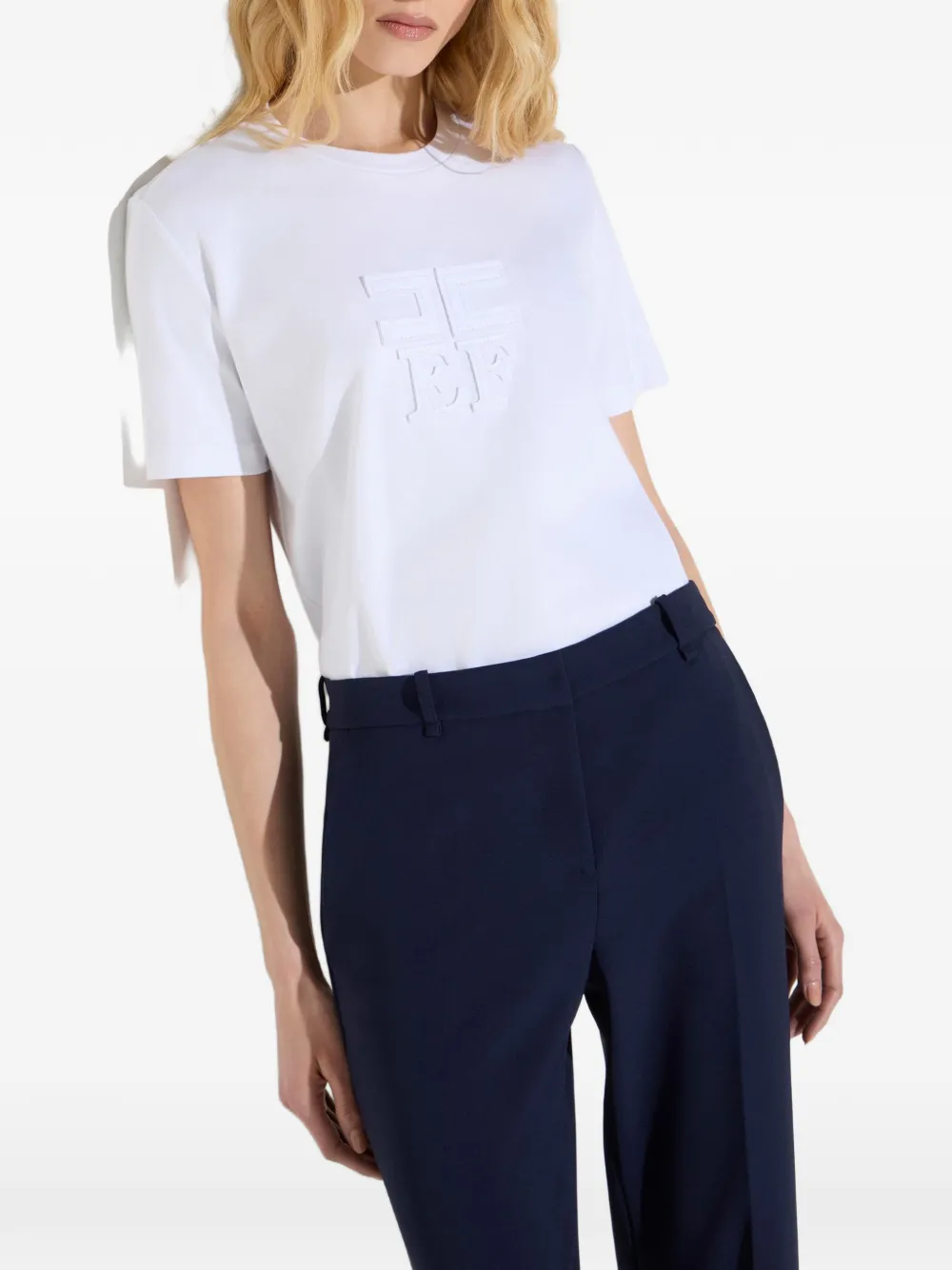 Elisabetta Franchi Jersey T-shirt met logo Wit