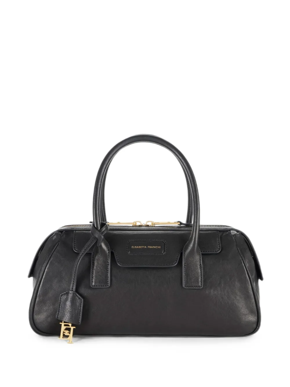 Elisabetta Franchi Small Boston Bag In Nappa Leather In Black