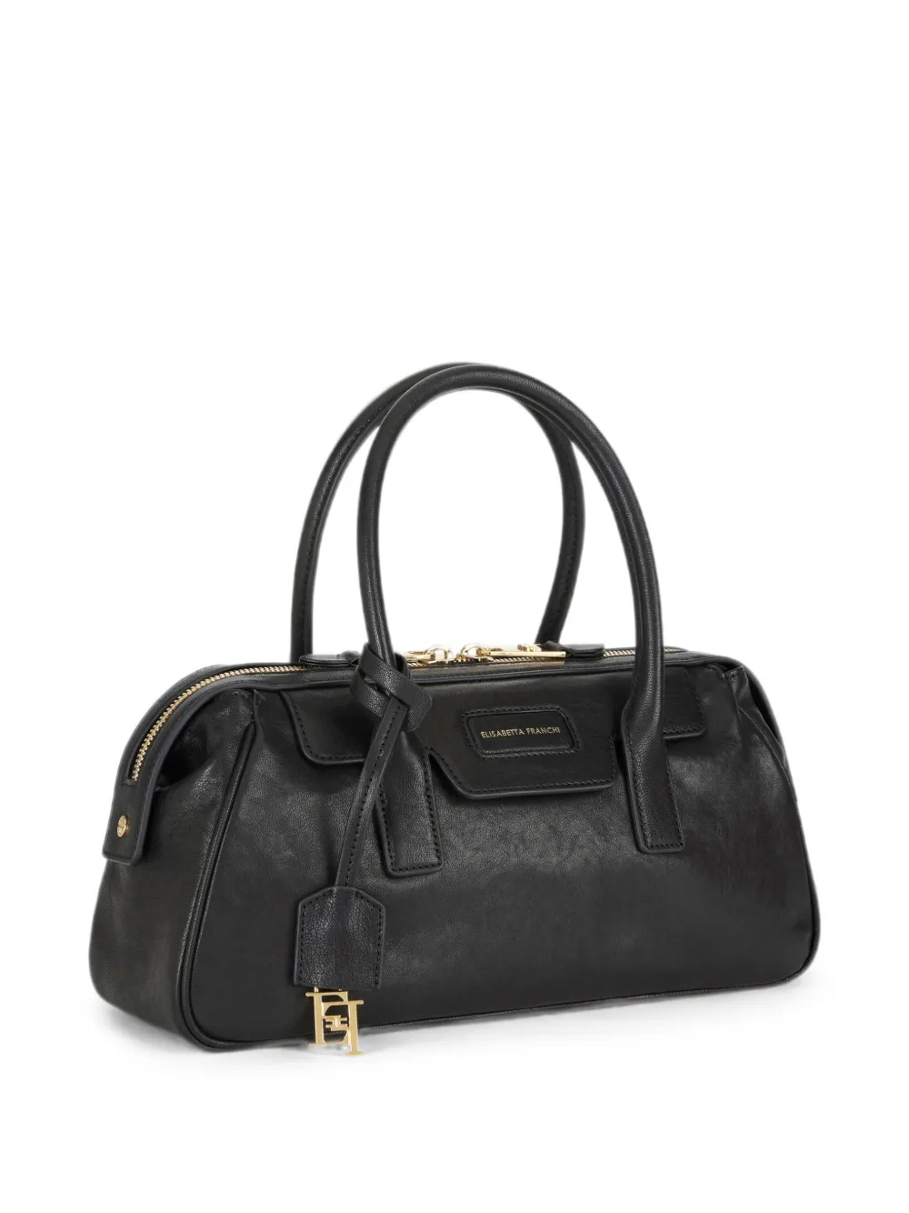 Elisabetta Franchi Kleine Boston tas van nappa leer Zwart