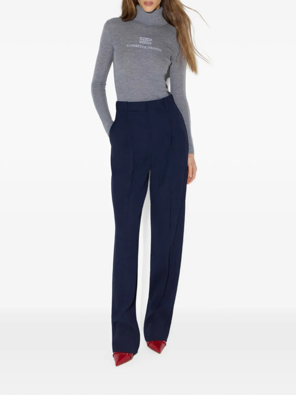 Elisabetta Franchi Flowing gabardine broek Blauw