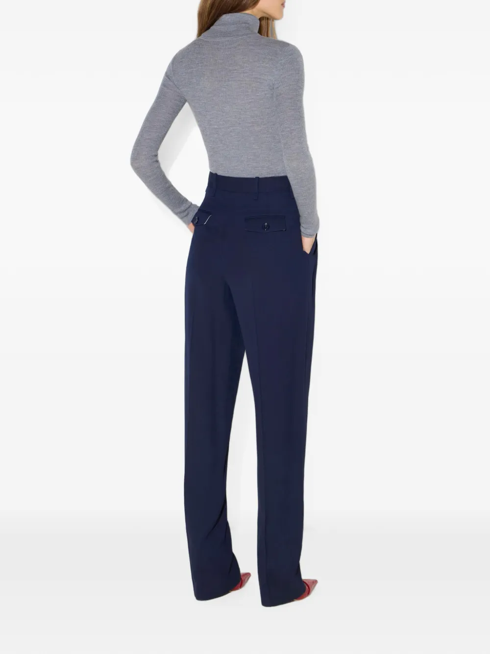 Elisabetta Franchi Flowing gabardine broek Blauw