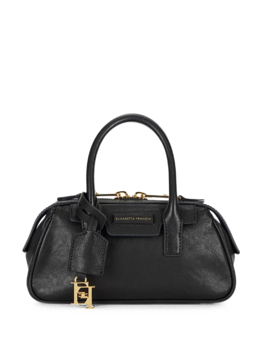 Elisabetta Franchi Small Boston Bag In Leather In Black