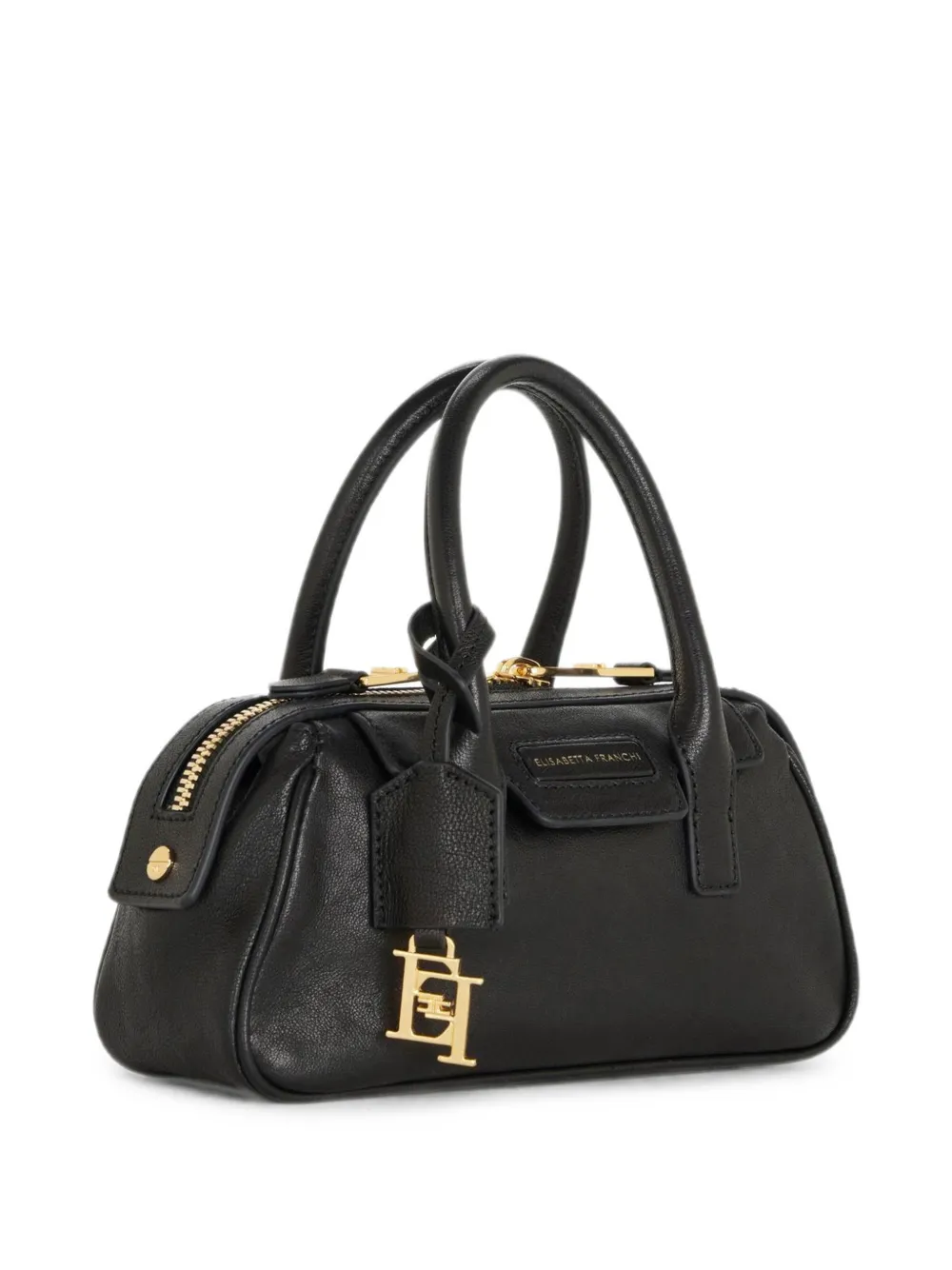 Elisabetta Franchi Kleine Boston leren tas Zwart