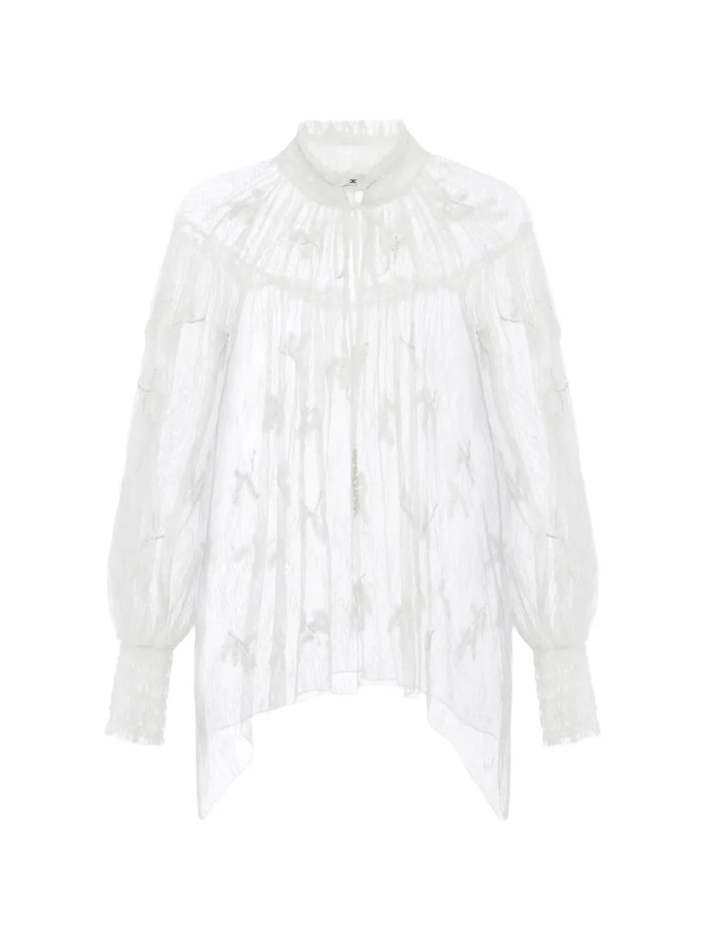 Elisabetta Franchi Blouse In Lace Fabric With Ruffles In Weiss