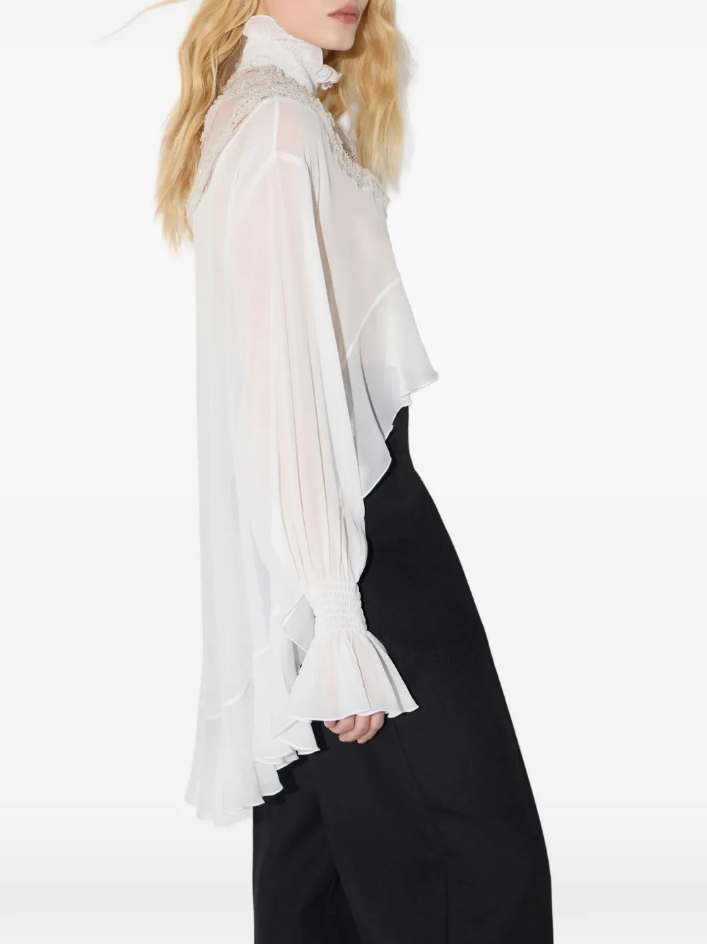 Elisabetta Franchi Viscose georgette blouse met ruches Wit