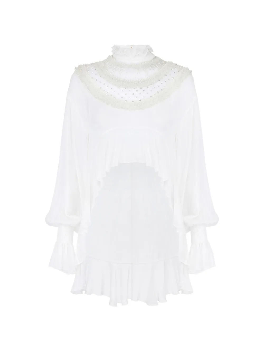 Elisabetta Franchi Blusa in georgette in viscosa con ruches - Bianco