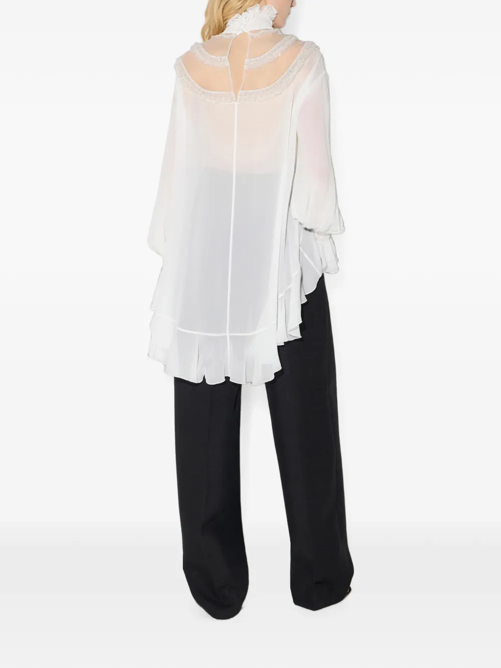 Elisabetta Franchi Viscose georgette blouse met ruches Wit