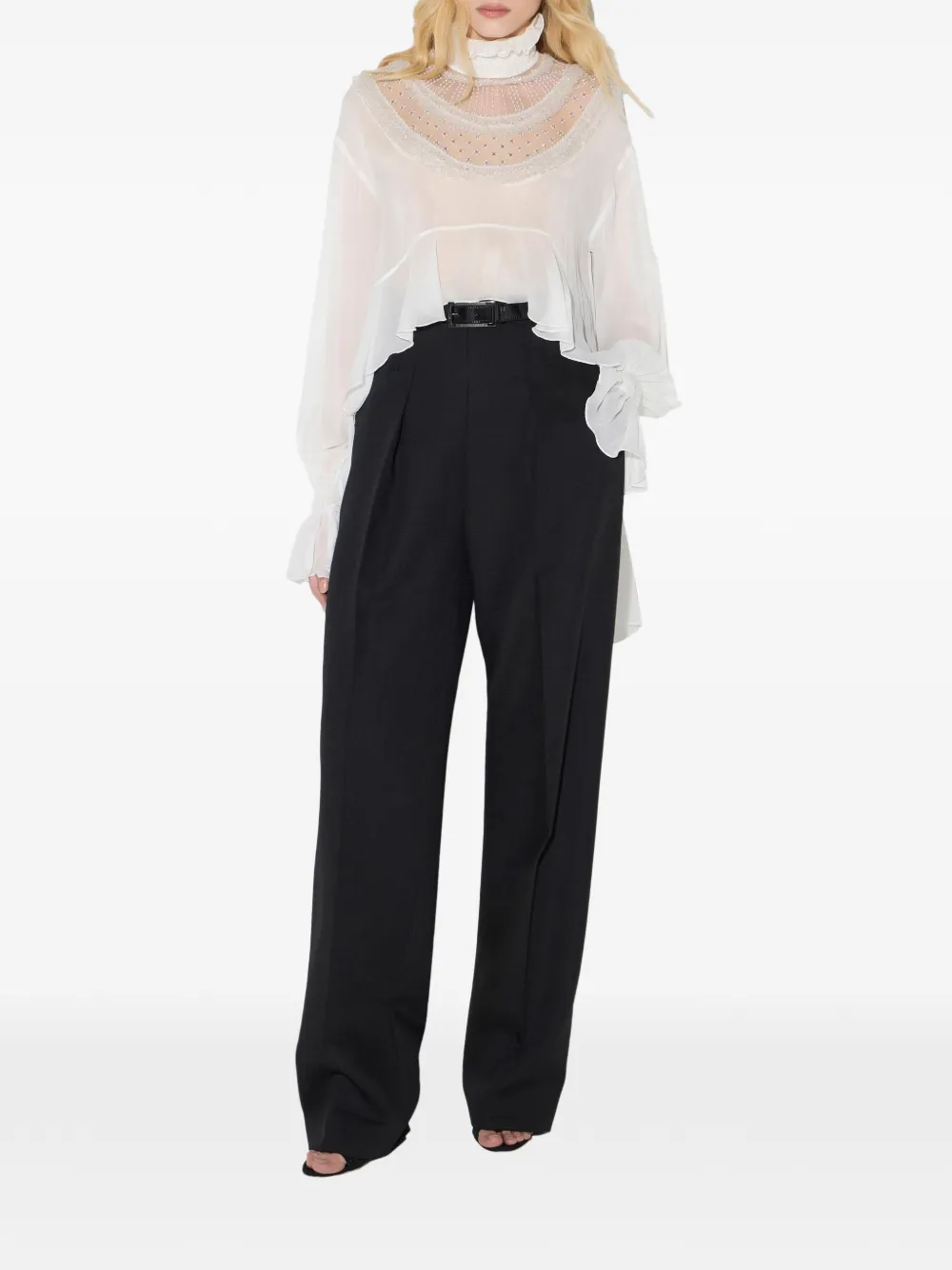 Elisabetta Franchi Viscose georgette blouse met ruches Wit