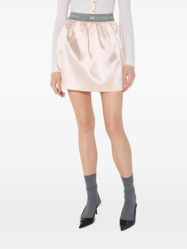Elisabetta Franchi Silk Gazar Miniskirt | Pink | FARFETCH