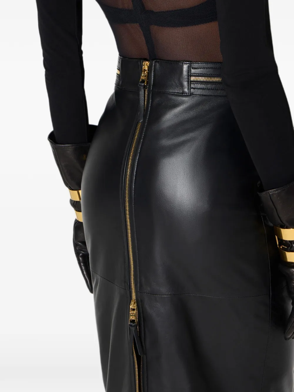 Elisabetta Franchi Leren rok met rits Zwart
