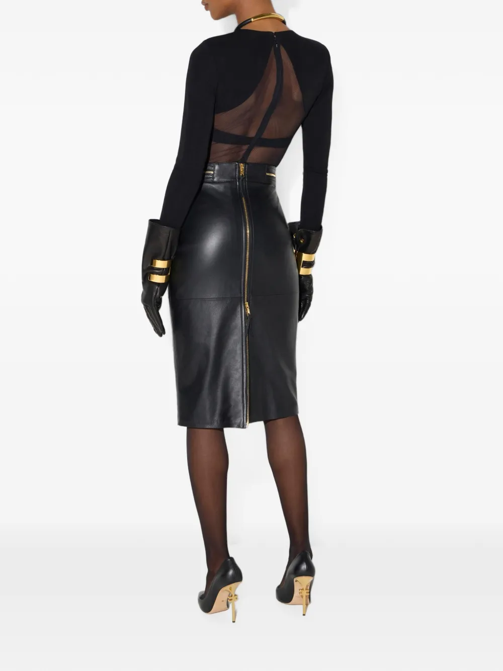 Elisabetta Franchi Leren rok met rits Zwart