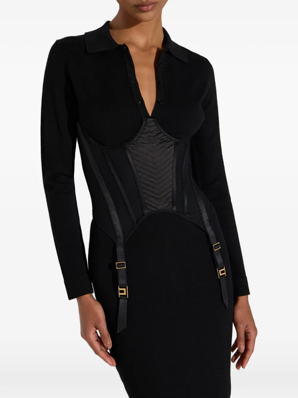 Elisabetta Franchi Gebreide bustier-jurk Zwart