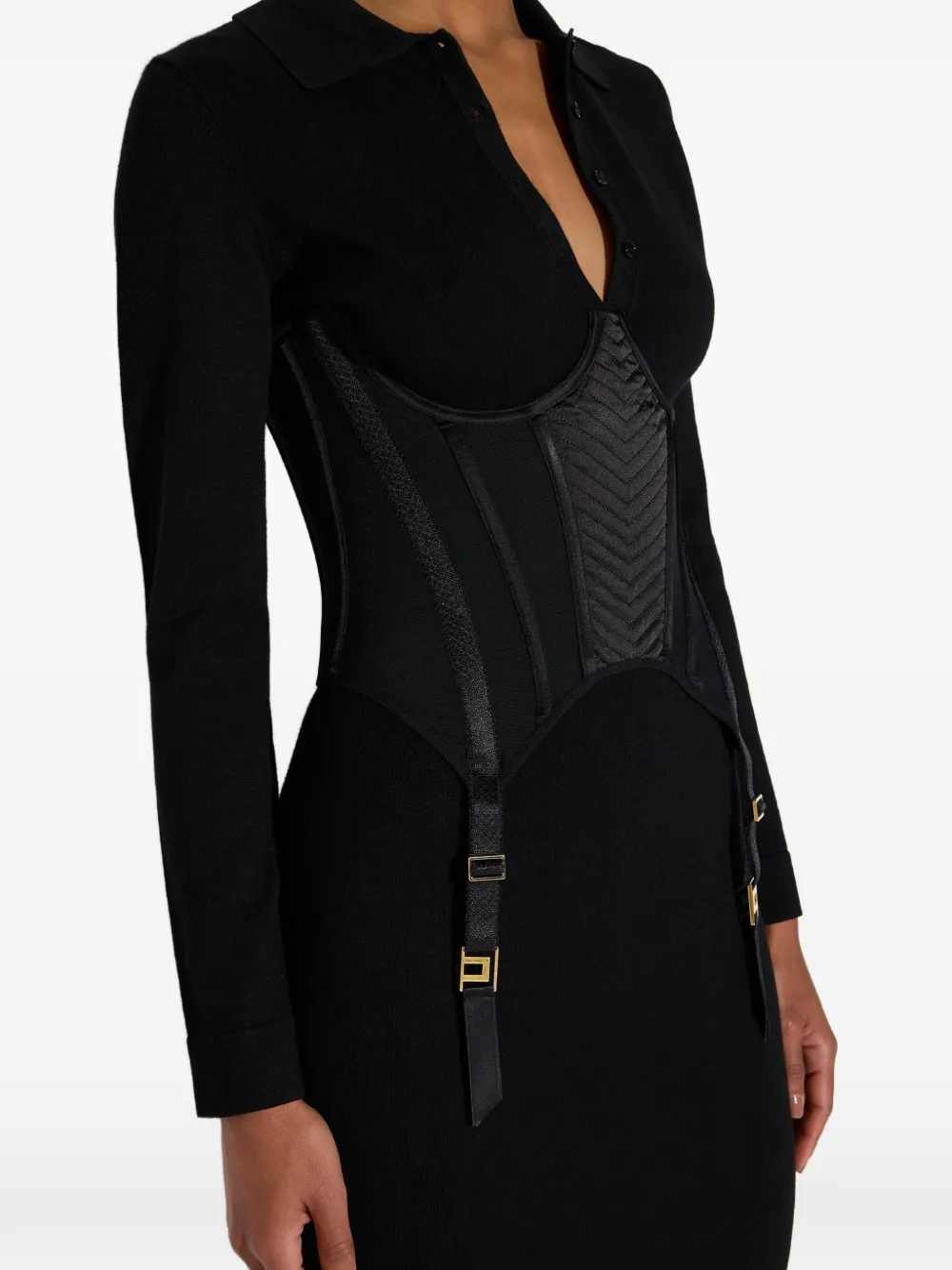 Elisabetta Franchi Gebreide bustier-jurk Zwart