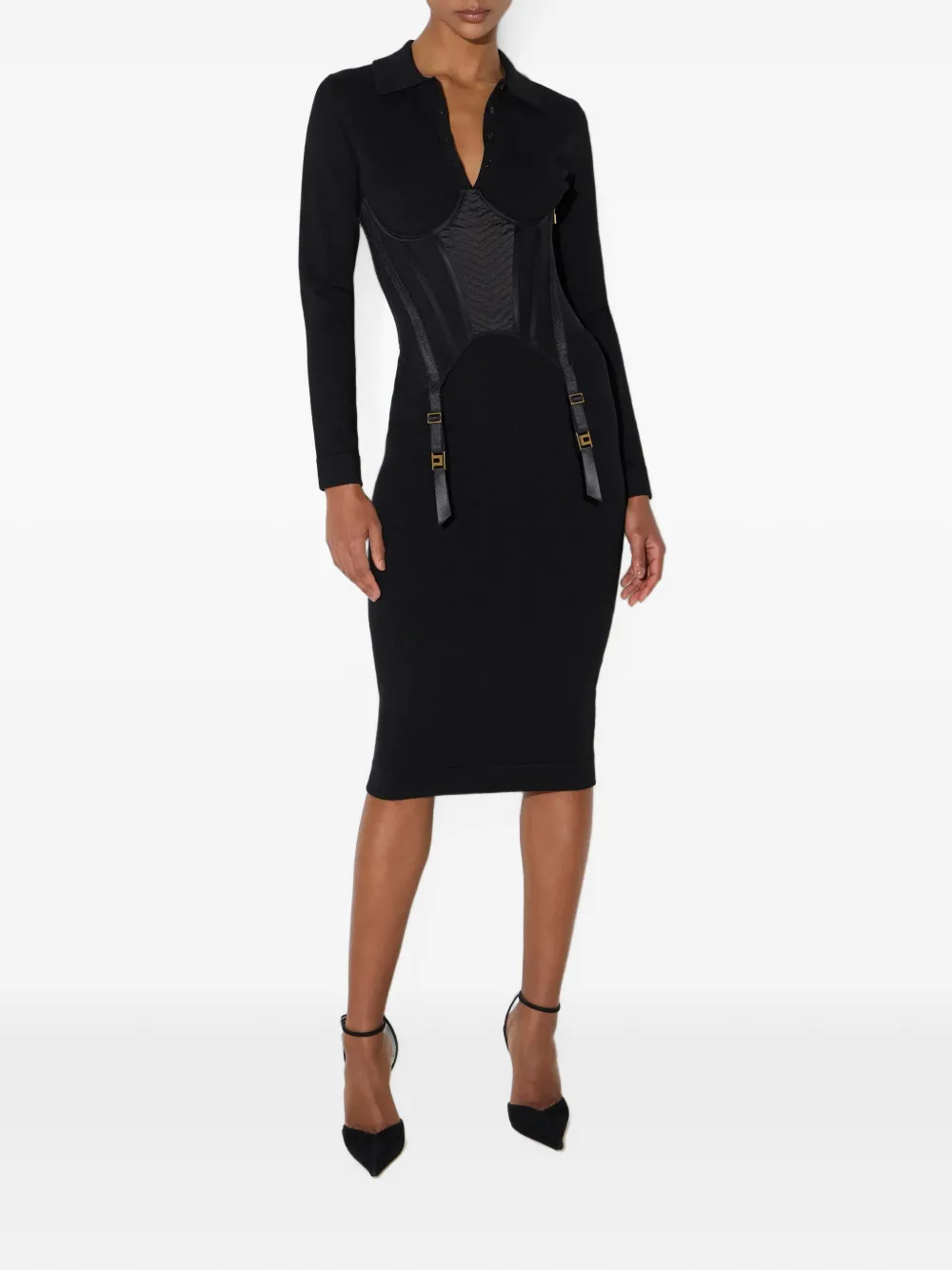 Elisabetta Franchi Gebreide bustier-jurk Zwart