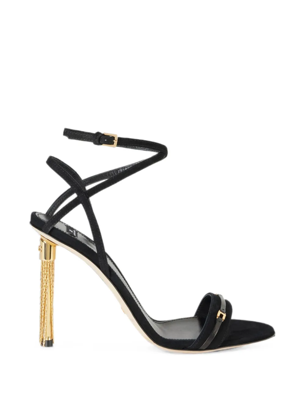 Elisabetta Franchi suede sandal with tassel Zwart