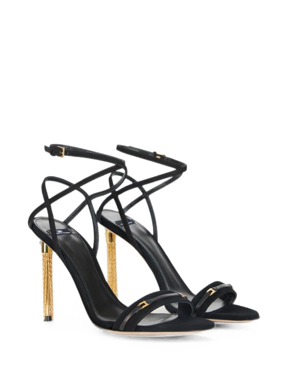 Elisabetta Franchi suede sandal with tassel Zwart