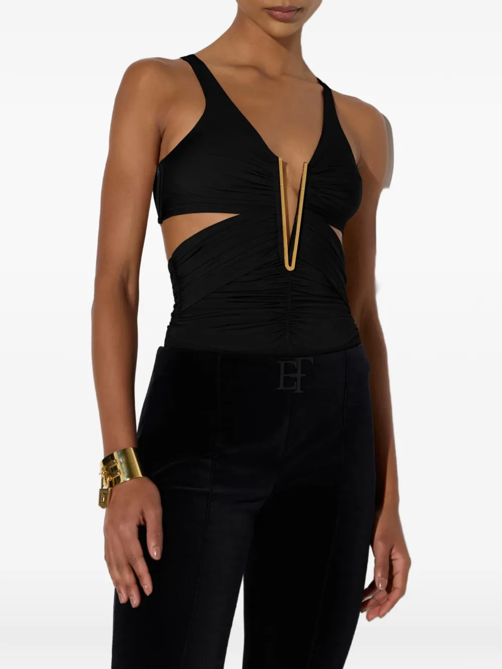 Elisabetta Franchi Gedrapeerde body Zwart